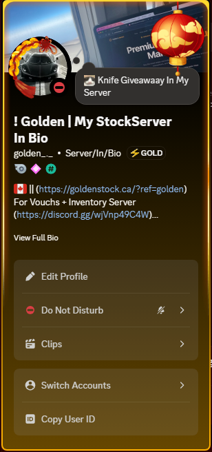 Golden Stock owner Discord profile